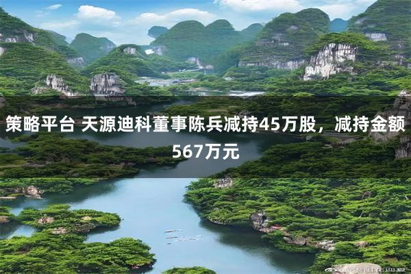 策略平台 天源迪科董事陈兵减持45万股，减持金额567万元