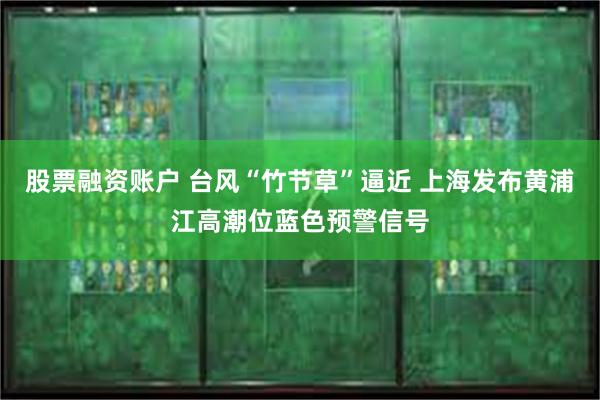 股票融资账户 台风“竹节草”逼近 上海发布黄浦江高潮位蓝色预警信号